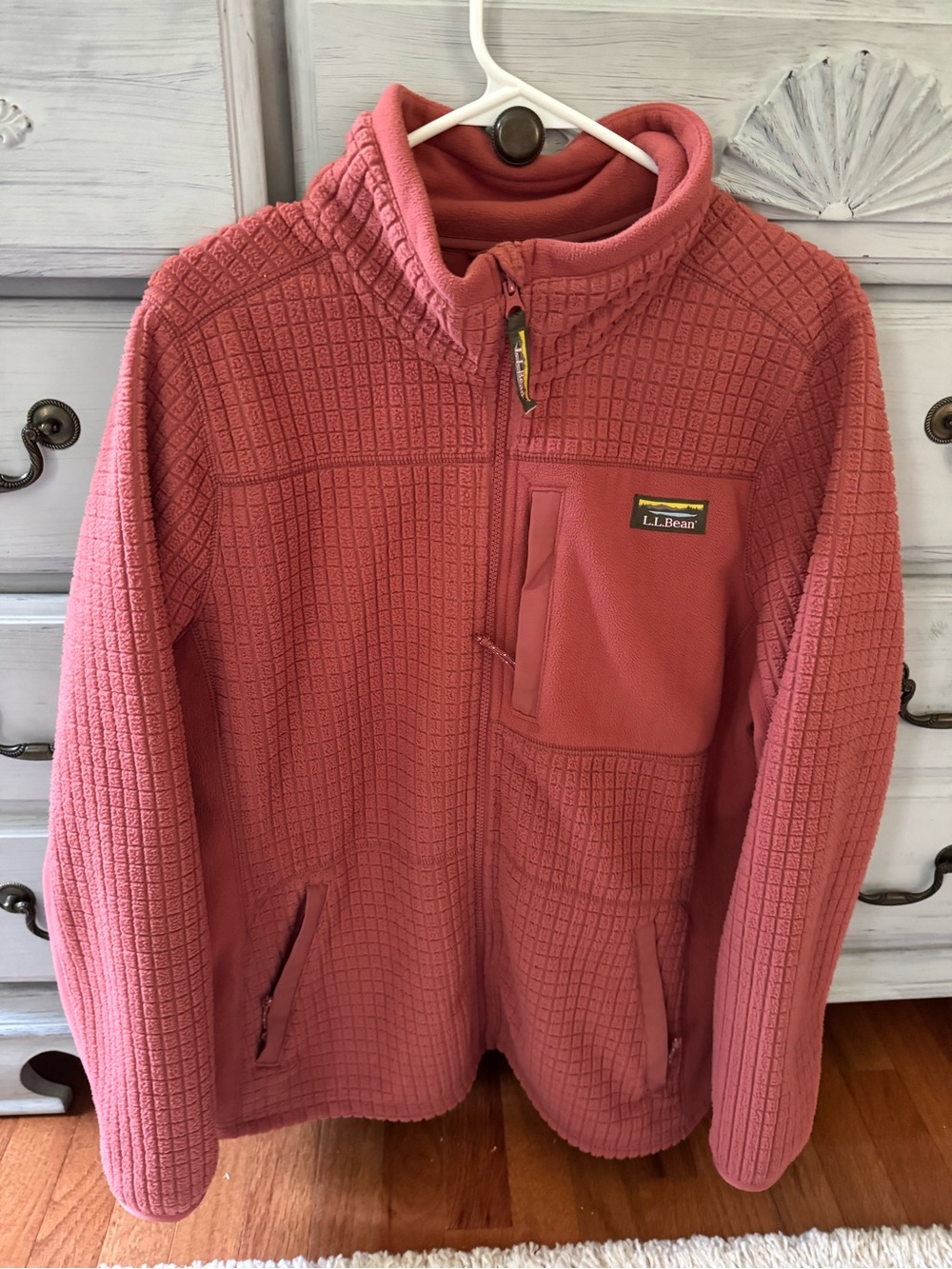 L.L. Bean Women’s Burnt Orange Full-Zip Grid Fleece Jacket XLReg